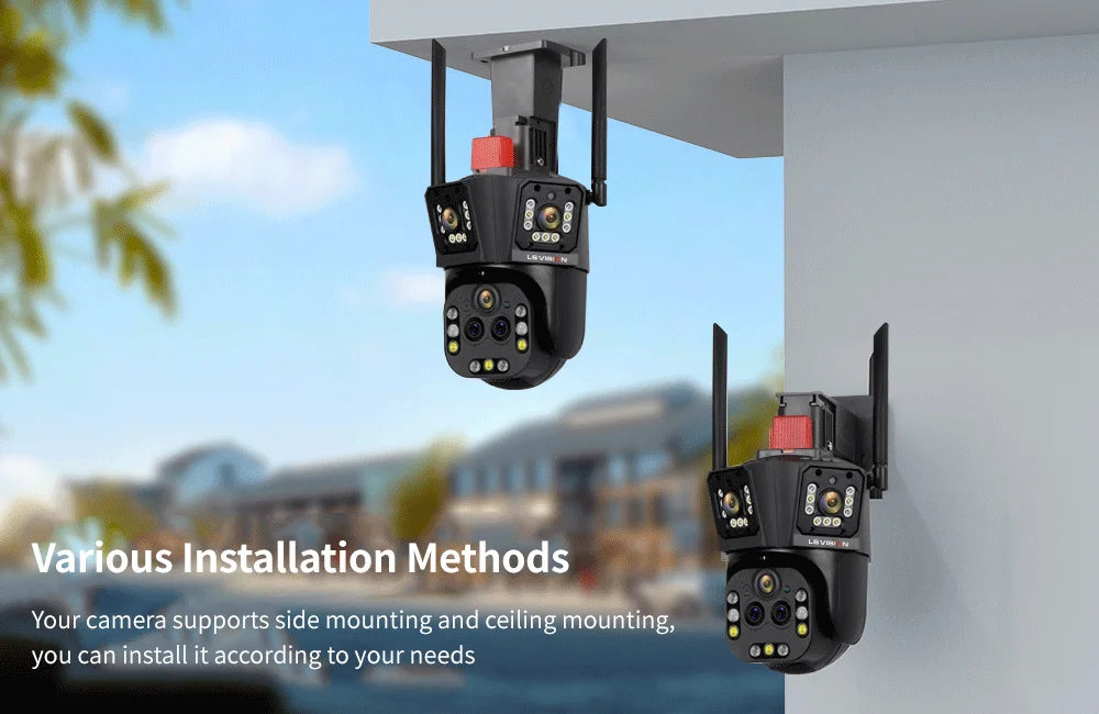LS VISION 10K Outdoor WiFi Camera 20X Zoom Three Screen CCTV External IP Cam 20MP Security Ai Tracking Video Surveillance Camera