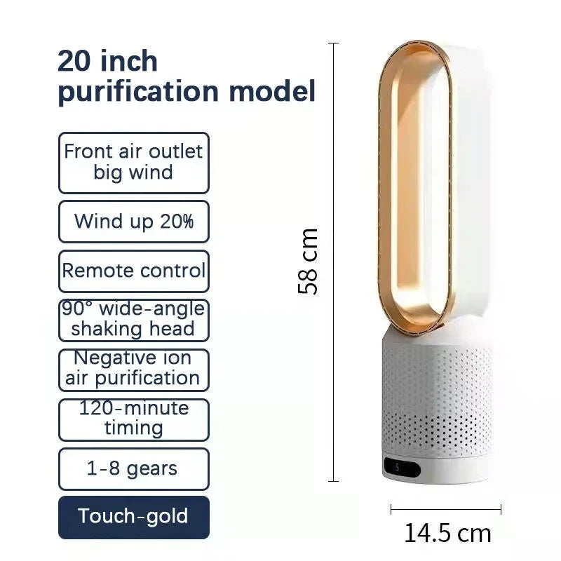 2024 New Bladeless Fan Electric Cooling Air Tower Fans With Remote Control Intelligent Low Noise 16 Inch Stand Floor Dropship