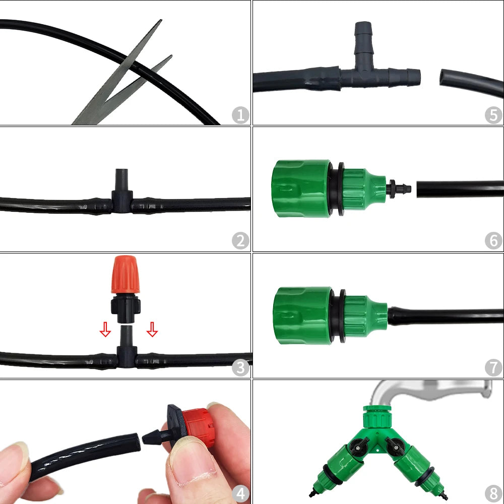 Sistema de riego Herramientas de jardinería Kits de riego por goteo Manguera de riego automática con instalación conveniente ajustable Ahorro de agua