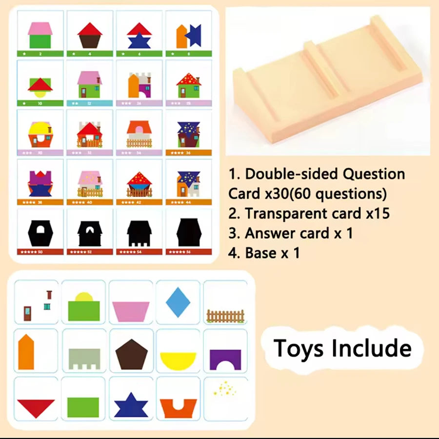 1set- House Logic Game Montessori Toys Creative Geometric Shape Spatial Imagination Intellectual Thinking Puzzle Games Kids Toy