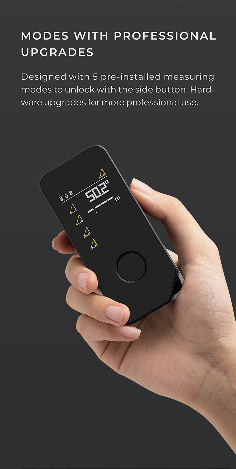 HOTO Smart Laser Measure Pro LED Display Intelligent Digital Laser Tape Measuring Tool Rechargeable Laser Ruler Rangefinder