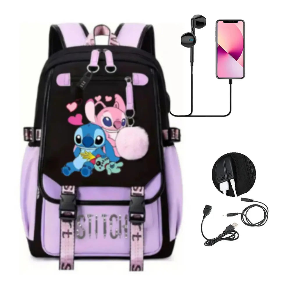 Mochila gruesa de Disney con dibujos animados de Stitch para niños, minimochila deportiva, moderna y bonita, ideal como regalo de alta calidad.