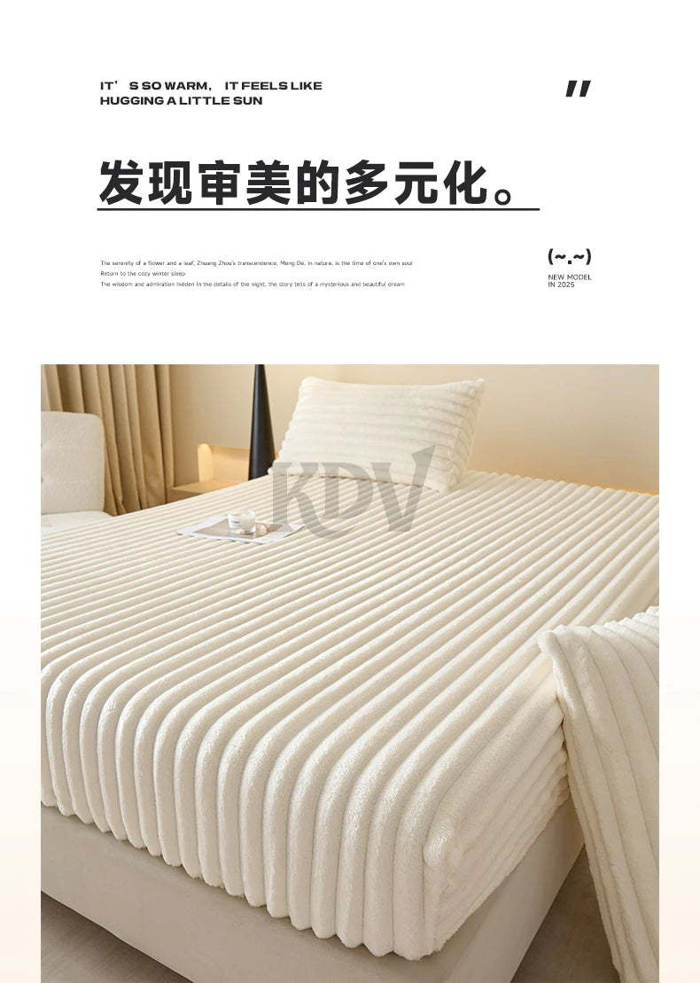 Solid Color Thick Faux Rabbit Fur Mattress Cover Autumn Winter Warm Velvet Mattress Protector Fluffy Soft Plush Fitted Bed Sheet