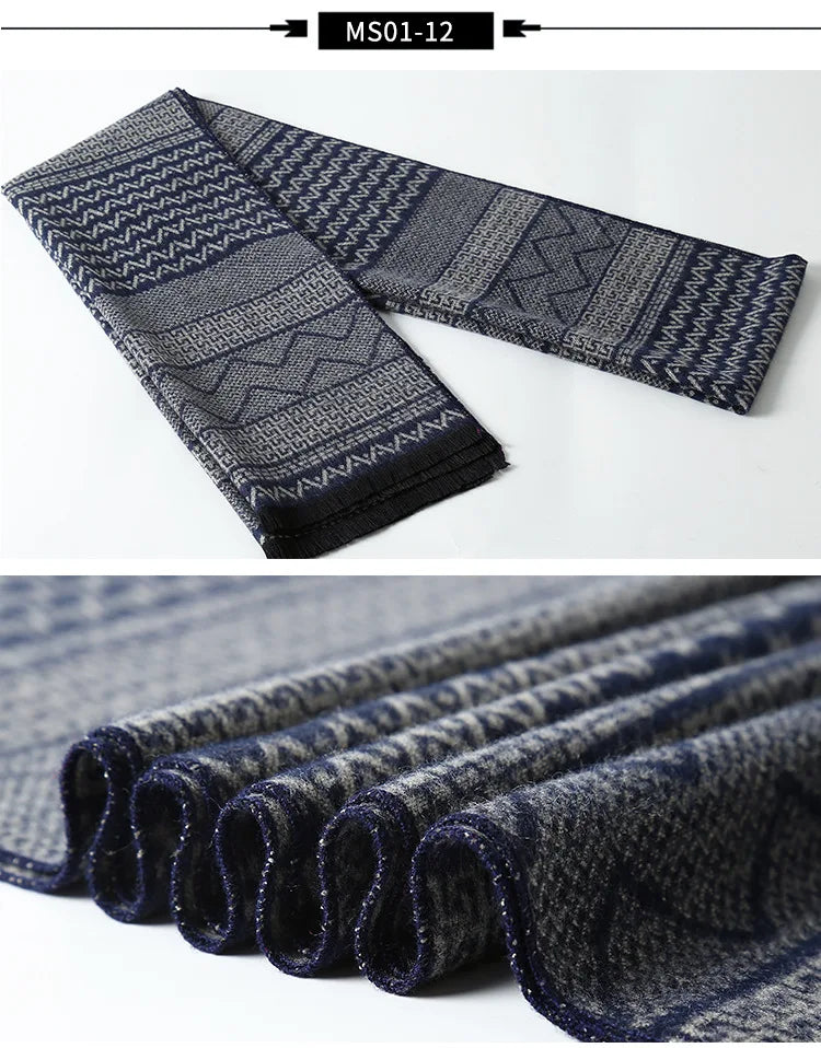 Designer Brand Plaid Men's Cashmere Scarf Winter Warm Scarves Shawls Casual Business Long Wraps Pashmina Christmas Gift for Man