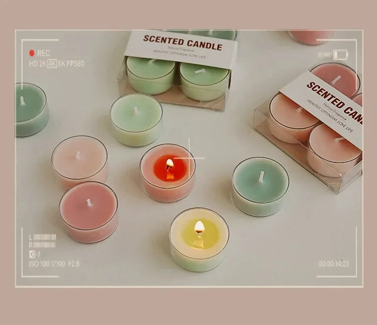 4pcs Handmade Tea Light Scented Candle Aromatherapy Soy Wax Candles Wedding Birthday Candle Party Home Decoration Photo Props