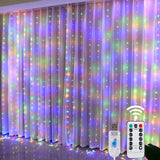 LED Fairy String Curtain Lights para Home Decor, Lâmpadas, Festão, controle remoto, USB, Natal, feriado, Ano Novo, 8 modos