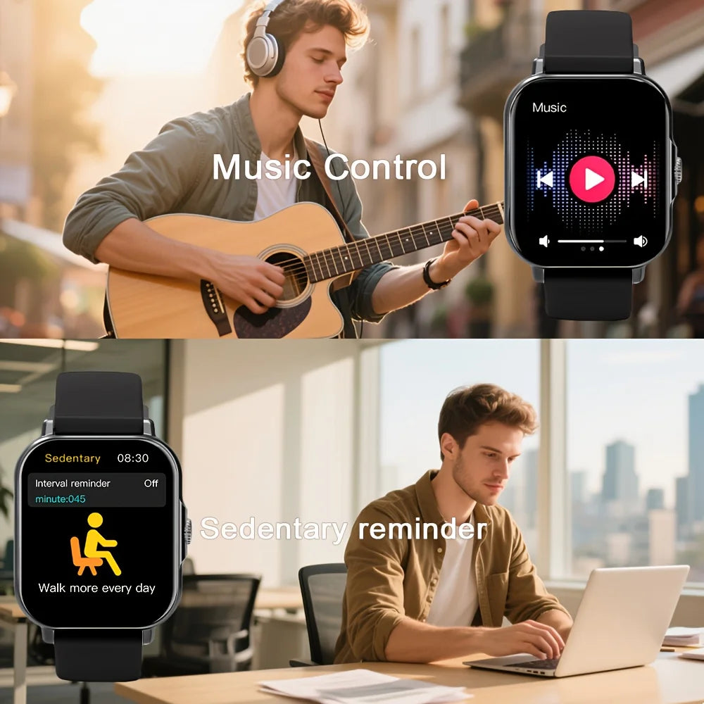 LAXASFIT 2026 New Smartwatch Bluetooth Calling Music Playback Heart Rate & Blood Pressure Monitoring Unisex Holiday Gift