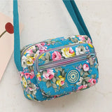 Multi-layer Floral Print Handbag for Women Nylon Cloth Bag Casual Shoulder Backpack Mother Crossbody Bag 