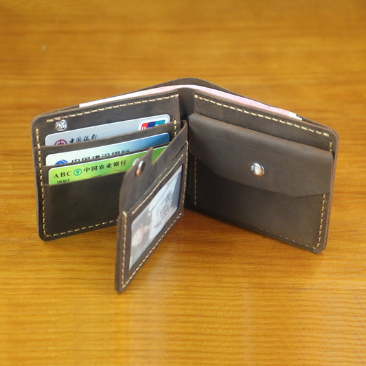 Cartera de lujo para hombre, hecha a mano, 100% de cuero genuino, monedero corto con clip para billetes y bolsillo para monedas, monedero para hombre, billetera multitarjeta vintage.
