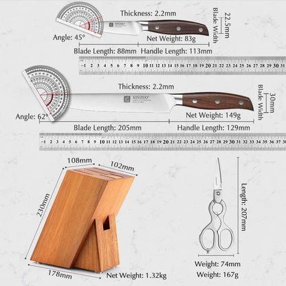 XINZUO profesional completo 7 Uds juego de cuchillos alemán 1,4116 juegos de cuchillos de cocina de acero inoxidable la mejor herramienta Santoku para cortar cocina