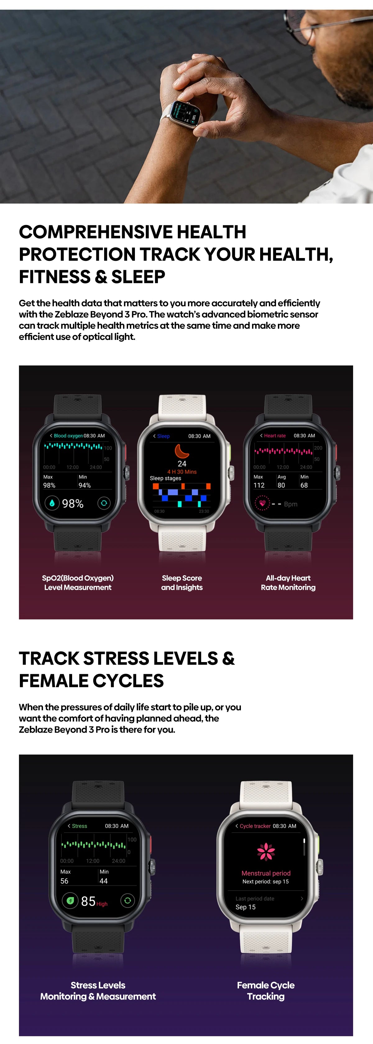 Nuevo reloj inteligente Zeblaze Beyond 3 Pro con GPS, pantalla AMOLED de 2,15", GPS integrado e importación de rutas, permite realizar y recibir llamadas.