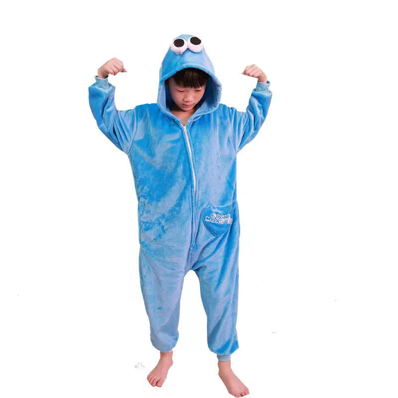 Cartoon Kigurumi For Children Kids' Animal Onesie Pajamas Dog Wolf Dragon Dinosaur Halloween Carnival One-piece Costume Homewear