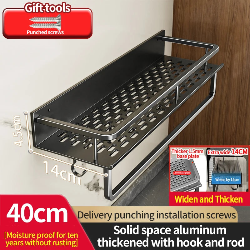 Aluminum Kitchen Rack Kitchen Shelf Toilet Storage No Drill Hanging Rack Bathroom Organizer Hang on the Wall Kitchen