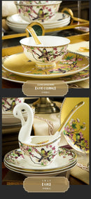 Fine Bone China Plates Dinner Sets Ceramics Luxury Breakfast Dinnerware Gift Women Vajillas Completa Ceramica Luxury Tableware