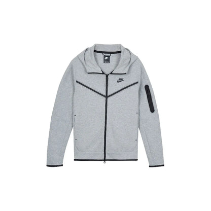 Original Nike NSW Tech Fleece Black Grey Zip Jacket Hoodie Men's Sports Casual Knit Basketball Pullover