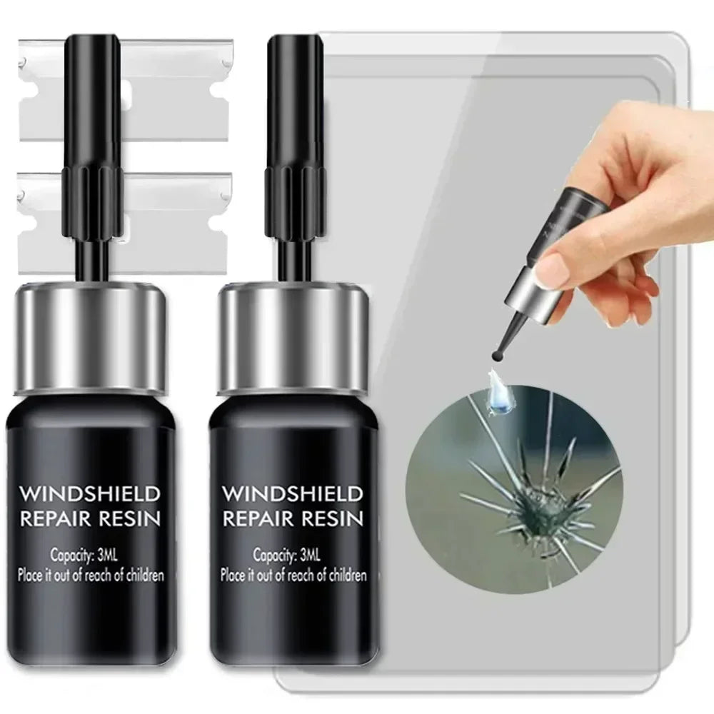 Kit de reparación de parabrisas para vidrio automotriz, herramienta de bricolaje para reparar grietas y desconchones, relleno de nanofluido para grietas en forma de estrella.