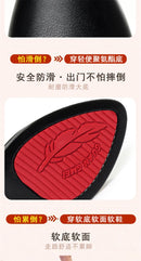 Comfortable Fashion Deep Mouth Soft Leather Women's Platform Shoes 2024 Fall Med Block Heels Single Shoes for Office Mom