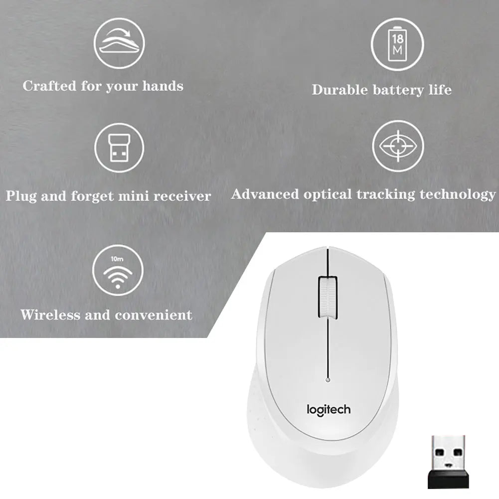 Ratón inalámbrico silencioso Logitech M330 de 1000 DPI, óptico y silencioso de 2,4 GHz con receptor USB, ideal para oficina, hogar y PC.