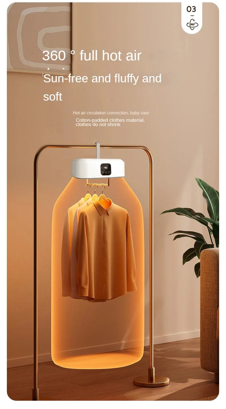 Secadora de ropa eléctrica multifuncional con control remoto, para el hogar, con armario, para suelo, secadora de ropa, aire caliente y temporizador.