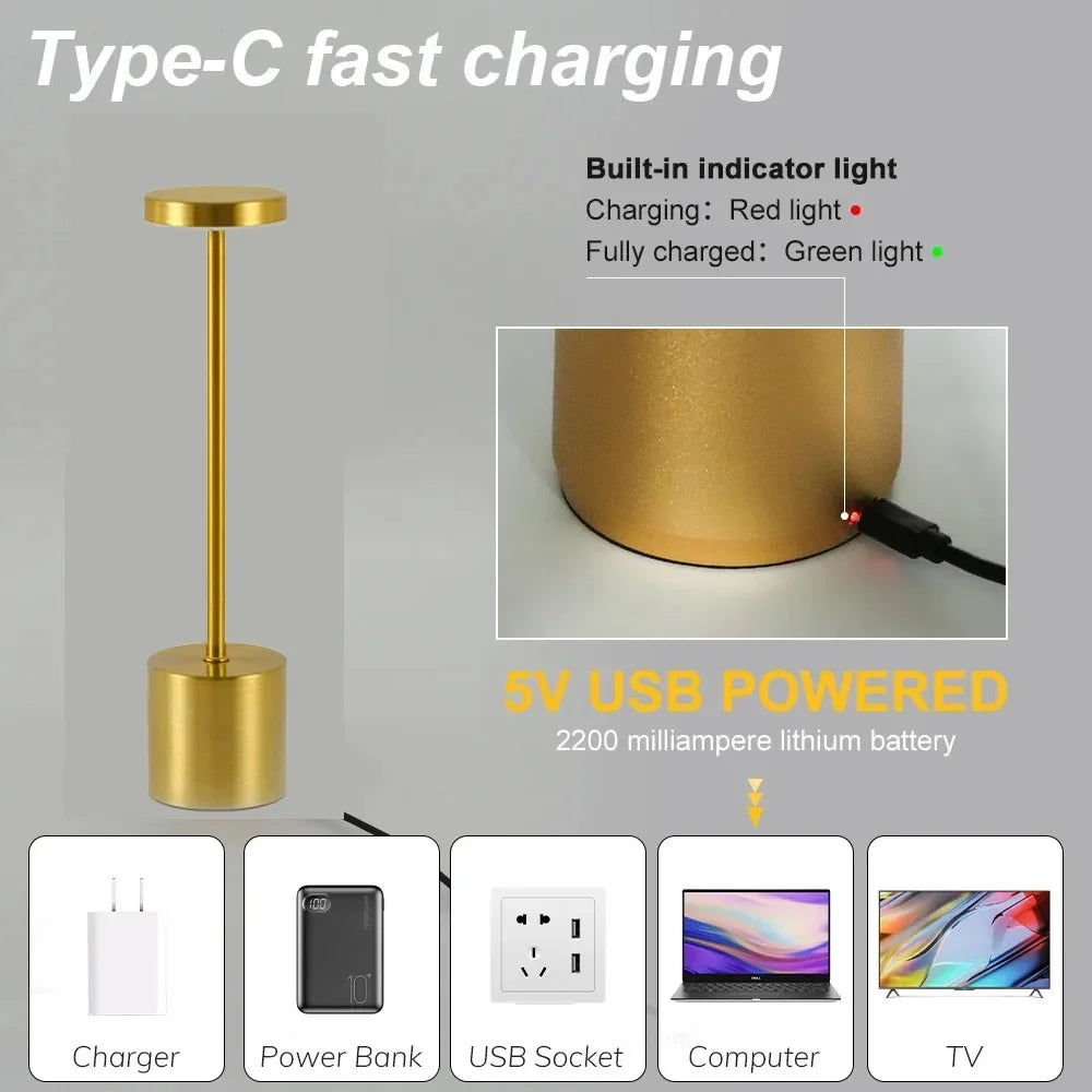 Table Lamp LED Touch Sensor Desktop Night Light Rechargeable Wireless Reading Lamp 3 Colors Adjustable Creative Ambient Light