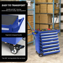 2025 New Blue 7-Layer Metal Toolbox with Key Locking System & Wheels - Durable, Multi-Functional Storage Cart