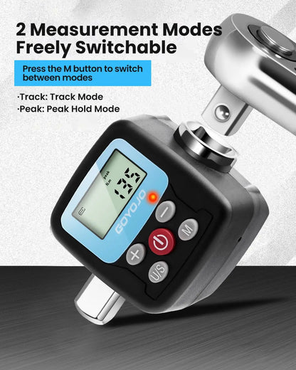 Llave dinamométrica digital profesional de 1/4'', 3/8'' y 1/2'', adaptador de torsión electrónico para reparación de bicicletas y automóviles. Juego de herramientas manuales.