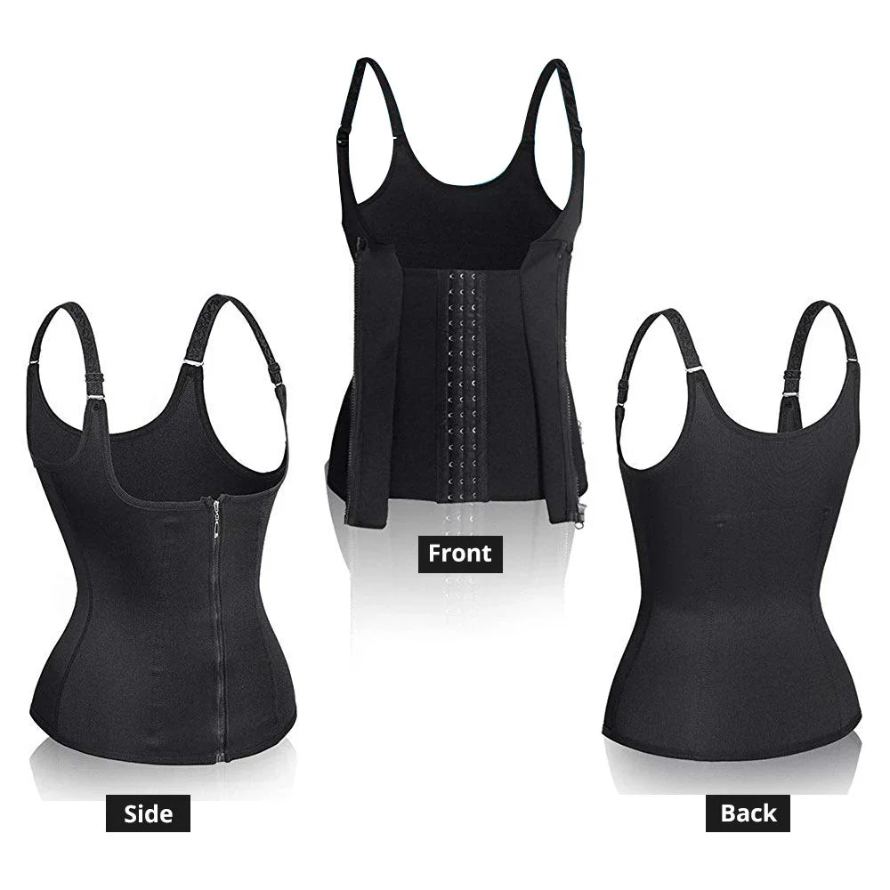 Waist Trainer Tank Top For Women Zipper Body Shaper Tummy Control Sleeveless Top Women's Activewear Body Shaping Underwear