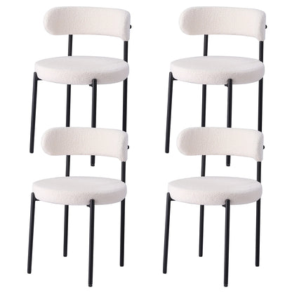 EGOONM 4Pcs Nordic Style Dining Chairs Upholstered Kitchen Chairs with Teddy Velvet Chair Home Desk Dining Room Kitchen Chairs