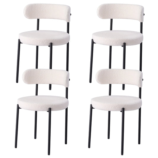EGOONM 4Pcs Nordic Style Dining Chairs Upholstered Kitchen Chairs with Teddy Velvet Chair Home Desk Dining Room Kitchen Chairs