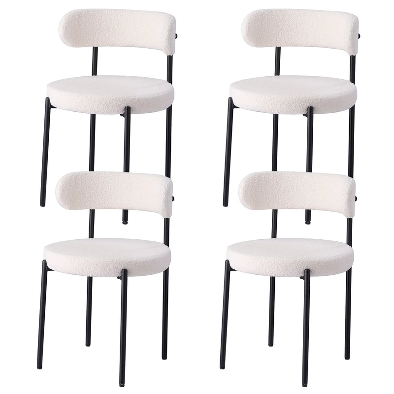 EGOONM 4Pcs Nordic Style Dining Chairs Upholstered Kitchen Chairs with Teddy Velvet Chair Home Desk Dining Room Kitchen Chairs