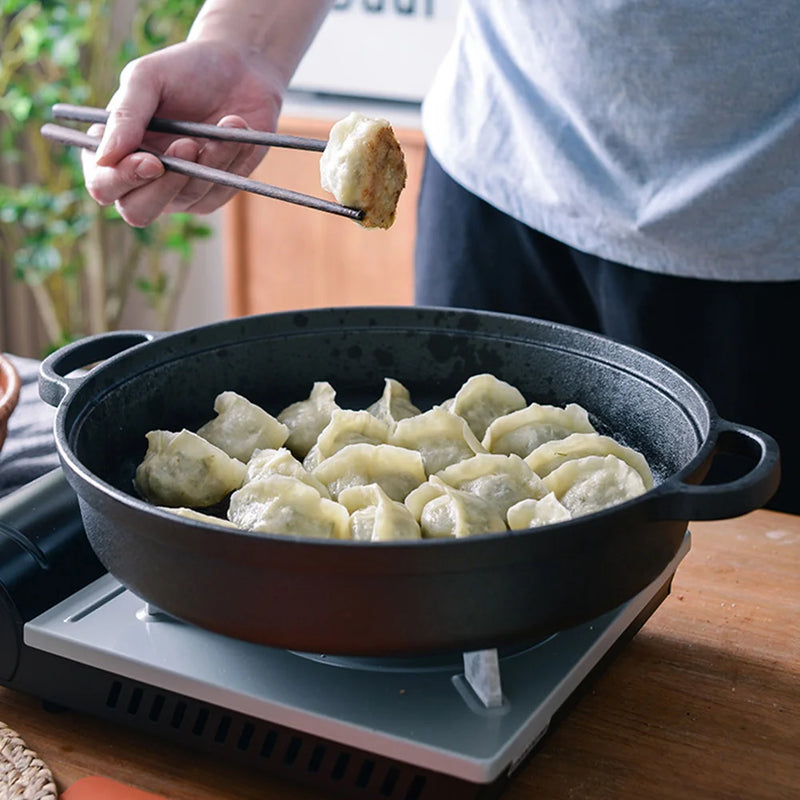 8.7/9.8/11/11.8inch Cast Iron Skillet with Double Handles Frying Pan Baking Tray for Bread Baking Outdoor Cooking Camping