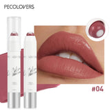 2-in-1 Nude Lipstick Matte Red Lip Balm Moisturizing 6 Colors Sandwich Lipstick Waterproof Long-Lasting Non-Stick Cup Lip Stick