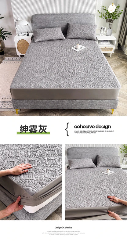 Waterproof Mattress Protector Thicken Fitted Bed Sheet Breathable & Noiseless Mattress Pad for Twin/Double/Queen/King Size Beds