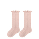 3 pares de calcetines para niñas pequeñas, calcetines de verano de encaje liso hasta la rodilla con volantes, calcetines largos de malla de algodón suave para bebés recién nacidos