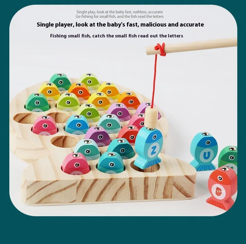 Wooden Children Fishing Toys Baby Early Education Toys Kids Ability Training Toy Montessori Education Fun Game Alphabet Learning