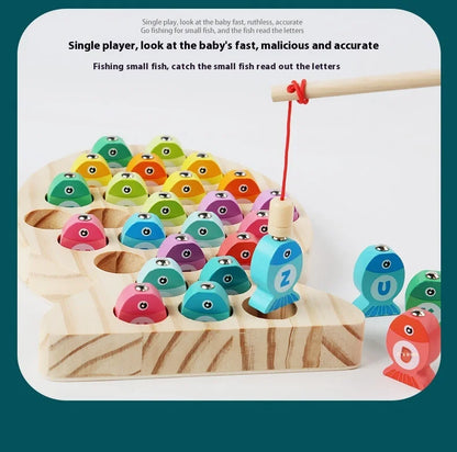 Wooden Children Fishing Toys Baby Early Education Toys Kids Ability Training Toy Montessori Education Fun Game Alphabet Learning