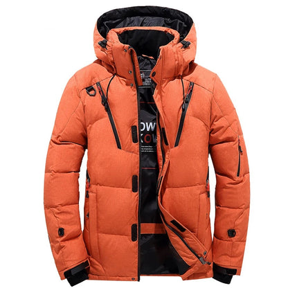 Chaqueta de plumón de 20 grados para hombre, parka de invierno para hombre, chaqueta de plumón de pato blanca con capucha para exteriores, abrigo de nieve acolchado grueso y cálido de gran tamaño M-4XL