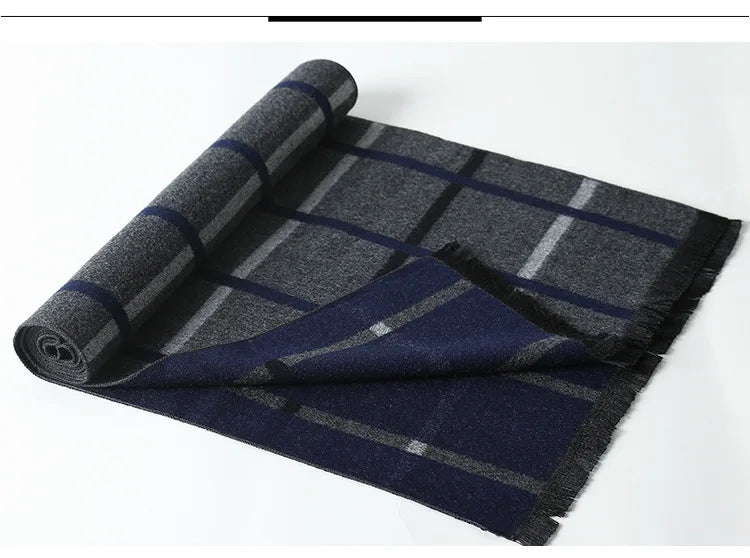 Designer Brand Plaid Men's Cashmere Scarf Winter Warm Scarves Shawls Casual Business Long Wraps Pashmina Christmas Gift for Man