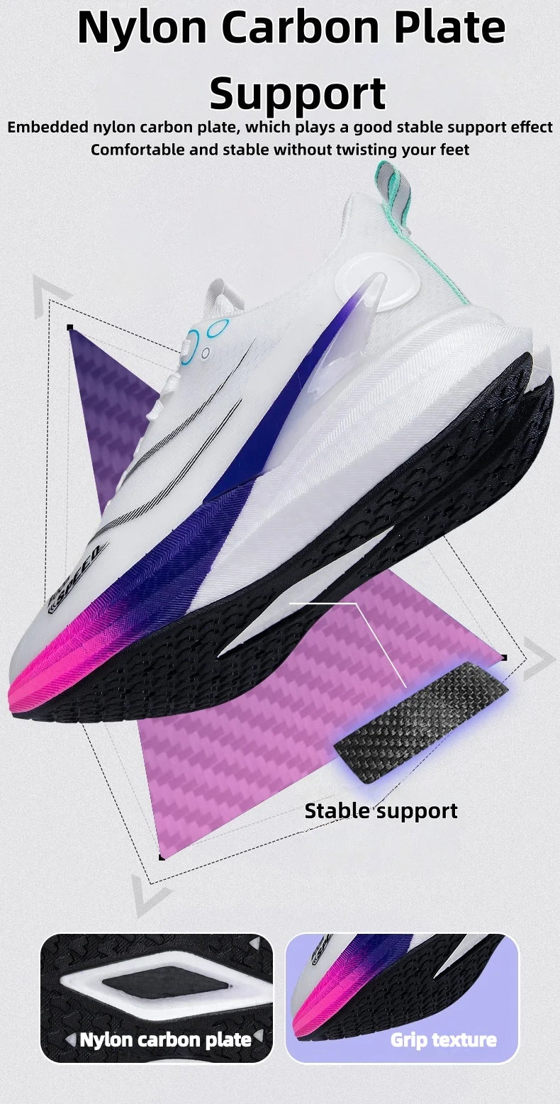 2025 Men's And Women's Professional Carbon Board Marathon Running Shoes Shock Absorption Ultralight Stable Support Sports Shoes