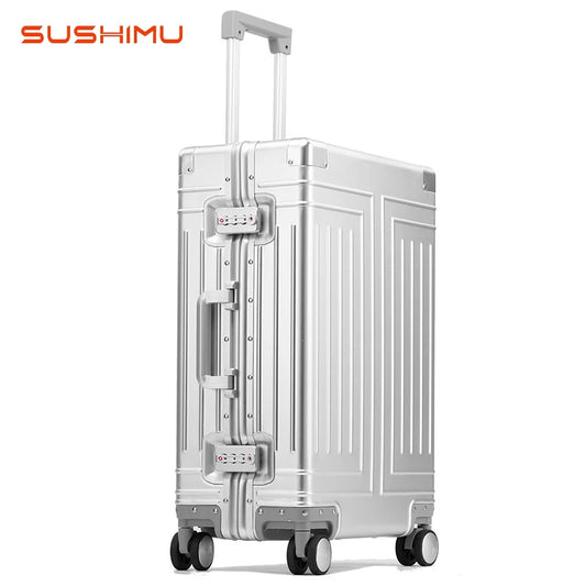 100% Aluminum-magnesium alloy Travel Suitcase Rolling Luggage 20/24/28 inch Trolley Luggage Carry-On Cabin Suitcase