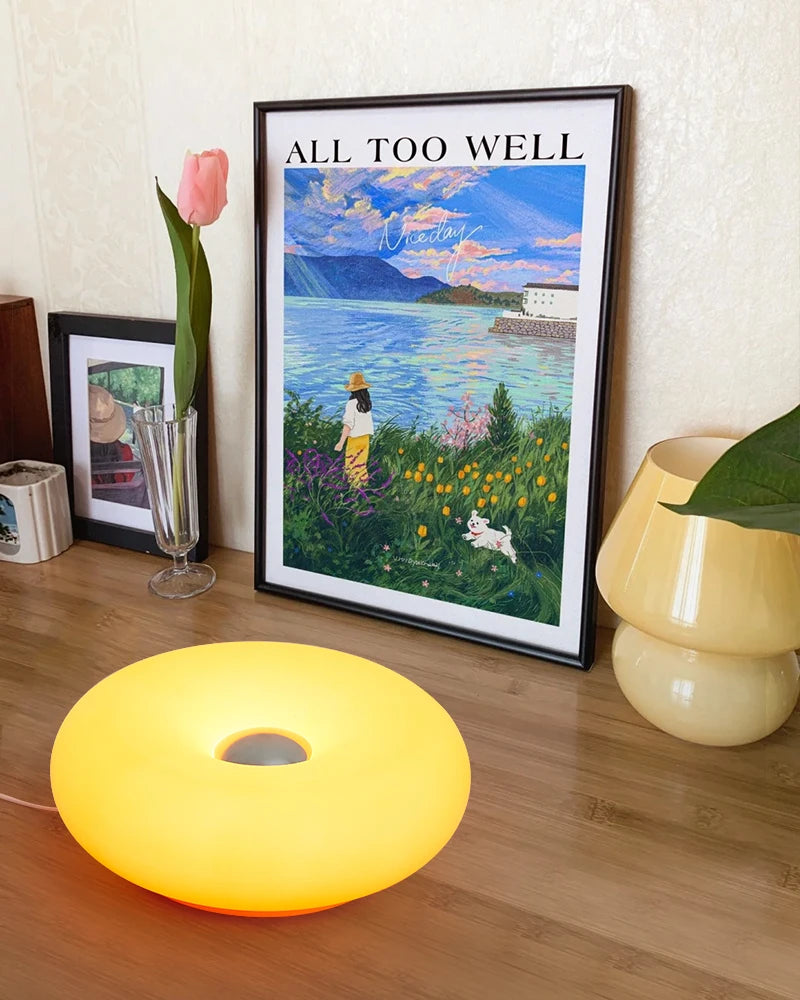 Bauhaus table lamp USB plug bedroom bedside lamp living room dining room decoration donut ambient light (Not glass)