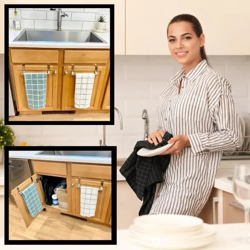 Towel Rack Over Door Towel Bar Hanging Holder Kitchen Towel Rack Stainless Steel Bathroom Kitchen Cabinet non-drilling rack