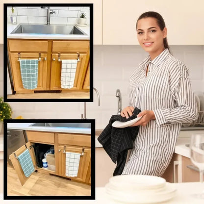 Towel Rack Over Door Towel Bar Hanging Holder Kitchen Towel Rack Stainless Steel Bathroom Kitchen Cabinet non-drilling rack