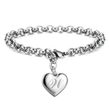925 Pulseiras de Prata Esterlina com Coração Nobre para Mulheres, 26 Letras Corrente, Marca Designer de Moda, Festa de Casamento, Joias, Novo