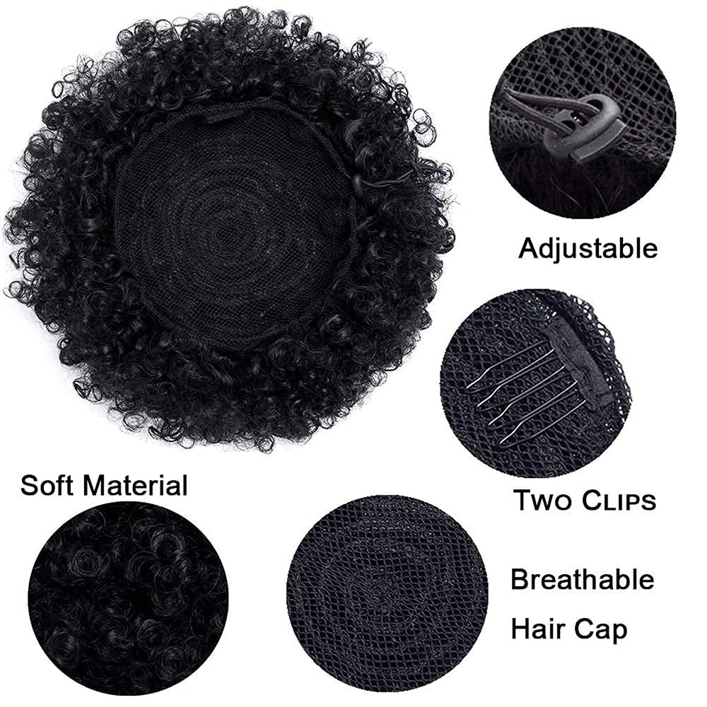 Sintético grande afro puff cordão rabo de cavalo kinky encaracolado bun hairpiece africano americano clipe em updo extensões para preto