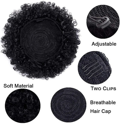Sintético grande afro puff cordão rabo de cavalo kinky encaracolado bun hairpiece africano americano clipe em updo extensões para preto
