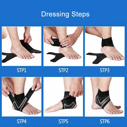 WRELS Sports Ankle Brace Support Adjustable Compression Sleeve Elastic Foot Breathable Anti-Sprain Support Heel Protective Strap
