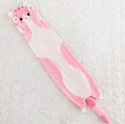 Peluche de gato largo, suave y divertido, de 50/70/90/110/130 cm, ideal para la oficina, la siesta, la cama, el sueño y la decoración del hogar, ideal como regalo para niñas y niños.