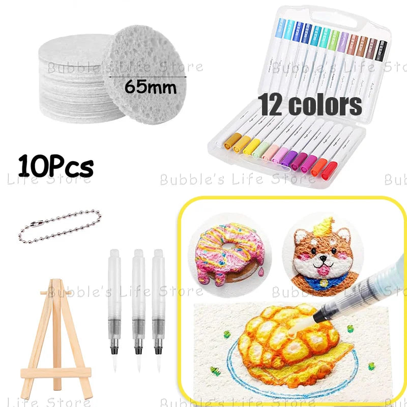 Magic Puffy Paint, 3D Drawing Magic Canvas Sponge, Texture Painting Kit, DIY Bubble Drawing Pens Art Supplies Crafts For Kids