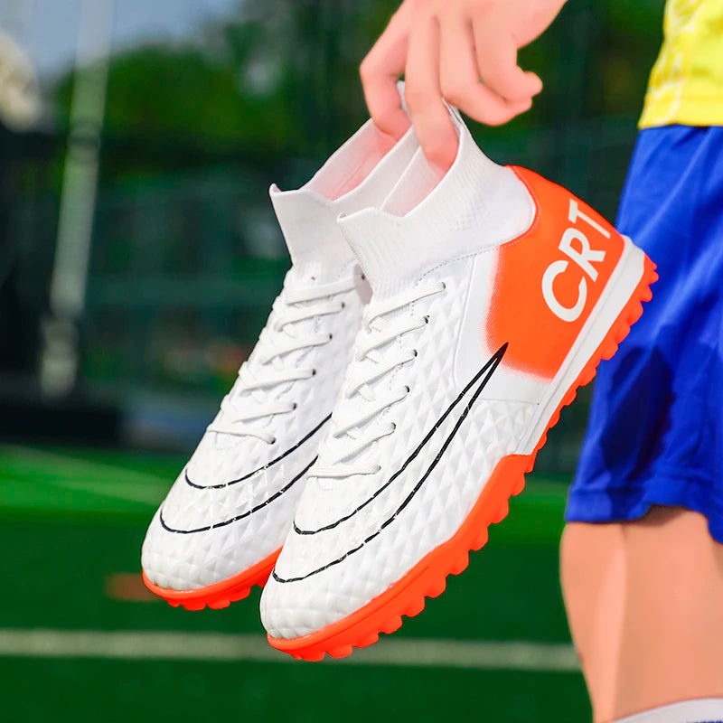 Professional Society Football Boot Men High-top Leather Lightweight TF/FG Five-a-side Soccer Shoes Childrens Football Shoes Kids